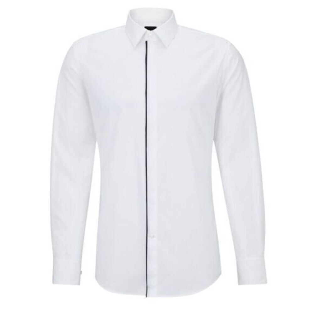 Boss Hugo Boss Jarvis Slim Fit White Cotton Dress Shirt New
